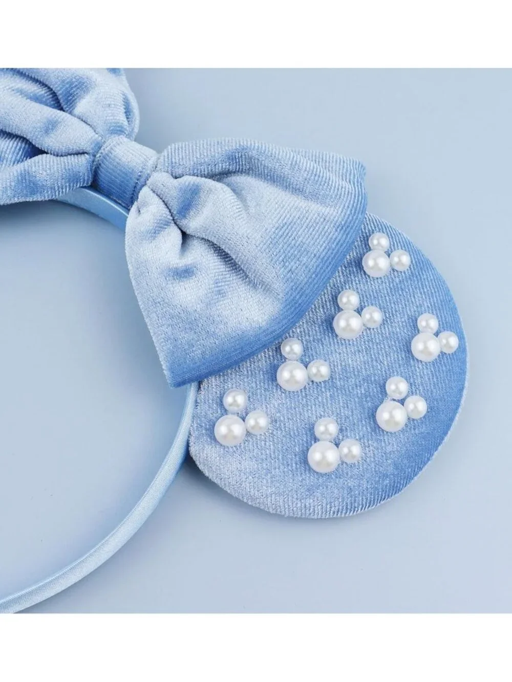 Women Blue Polyester Velvet Mickey Mouse Halloween Costume Headband
